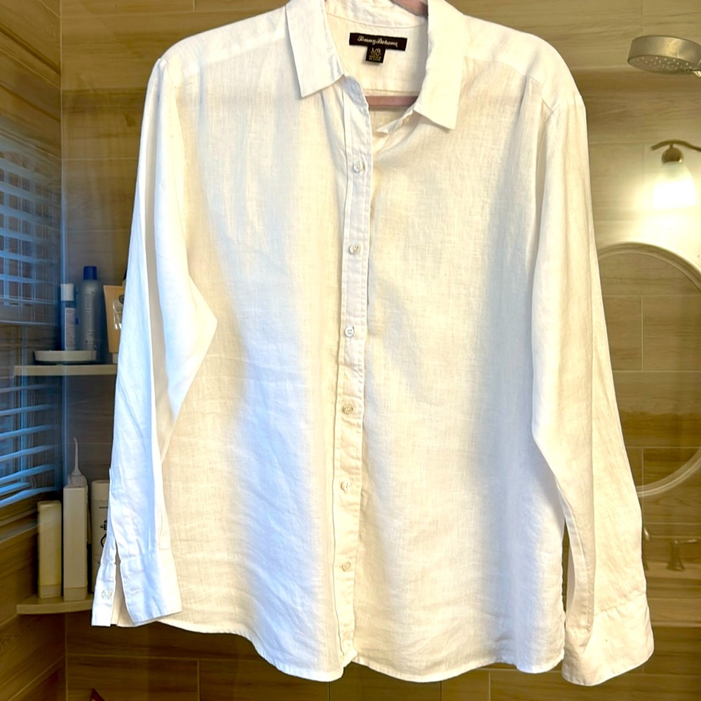 TOMMY BAHAMA linen white size large blouse!!